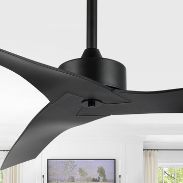 Aldrin 50" Modern Minimalist Iron/Plastic Mobile-App/Remote-Controlled 6-Speed Razor Ceiling Fan - JONATHAN Y